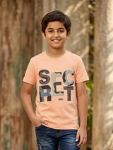 Boys Peach "SECRET" Camo Graphic T-Shirt
