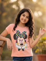 Disney Minnie Mouse Kids' Peach Graphic Cotton Clothing Top.