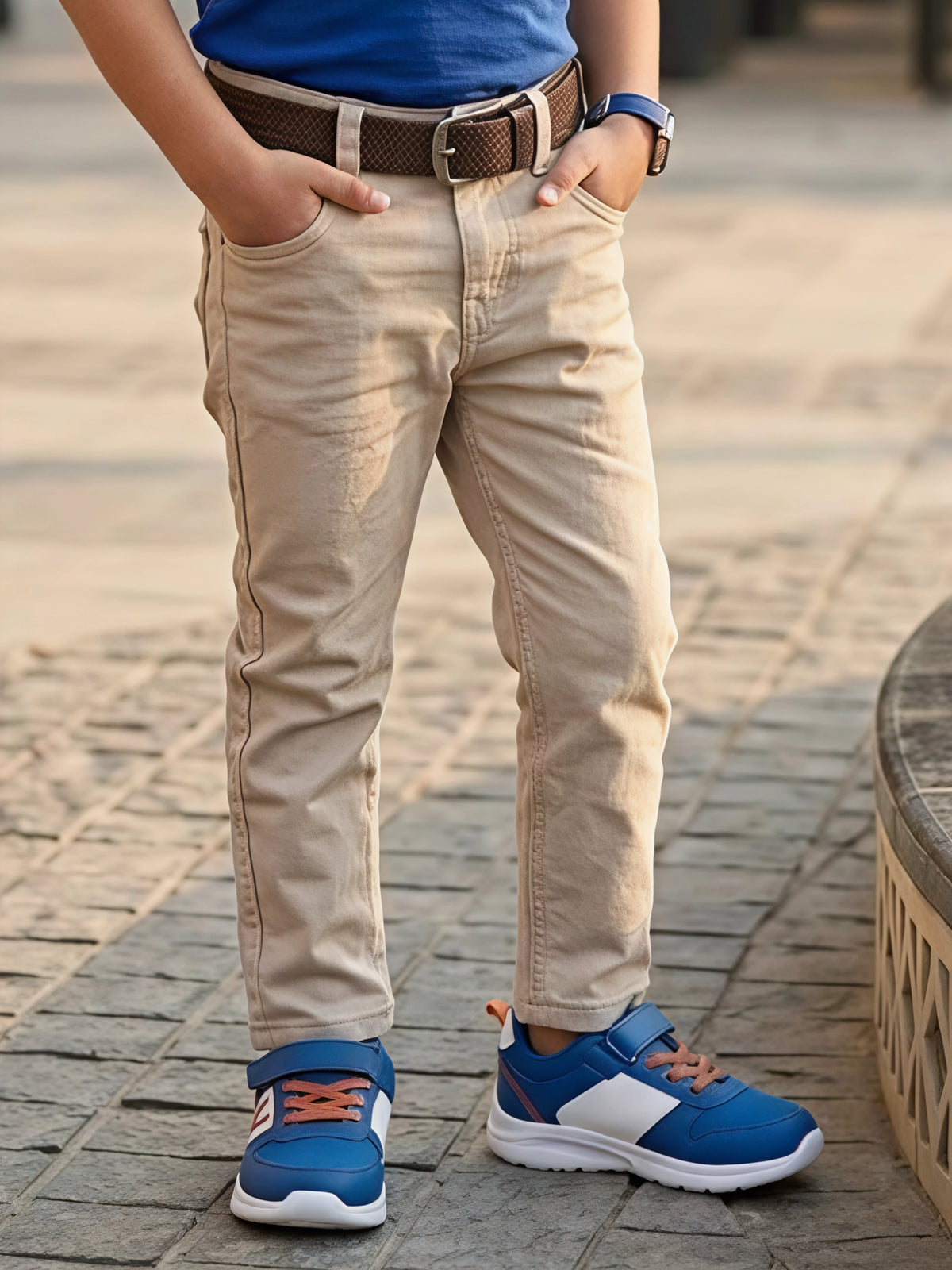 Boys' Stylish Slim Fit Brown Denim Jeans