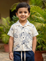 Boys Navy Blue Floral Print Coordinate Set