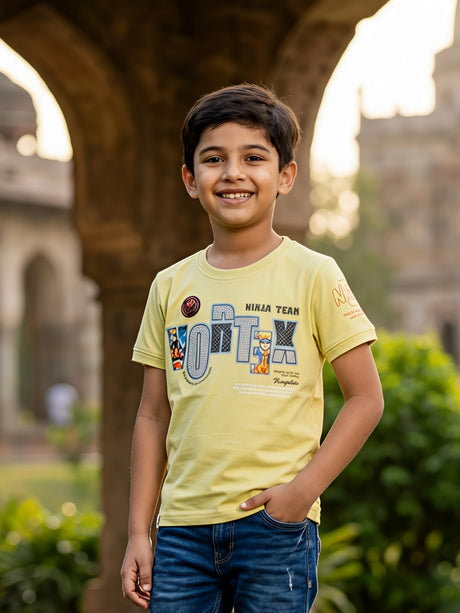 Boys "Ninja Team" Graphic T-Shirt - Vibrant Yellow