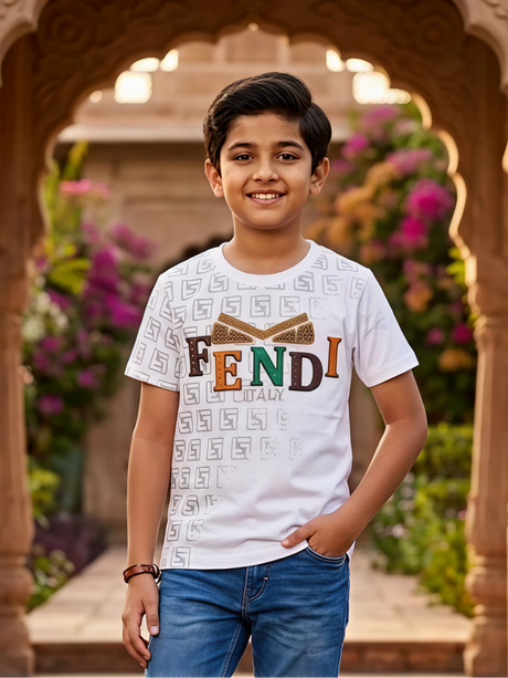 Boys' Designer Style Graphic T-Shirt - Crisp White