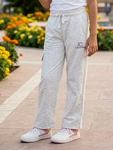Girls' Heather Grey Wide-Leg Comfort Trackpants