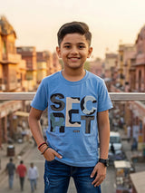 Boys' Sky Blue "SECRET" Graphic Cotton T-Shirt