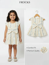 Blue Floral Cotton Frock with Oversized Bow