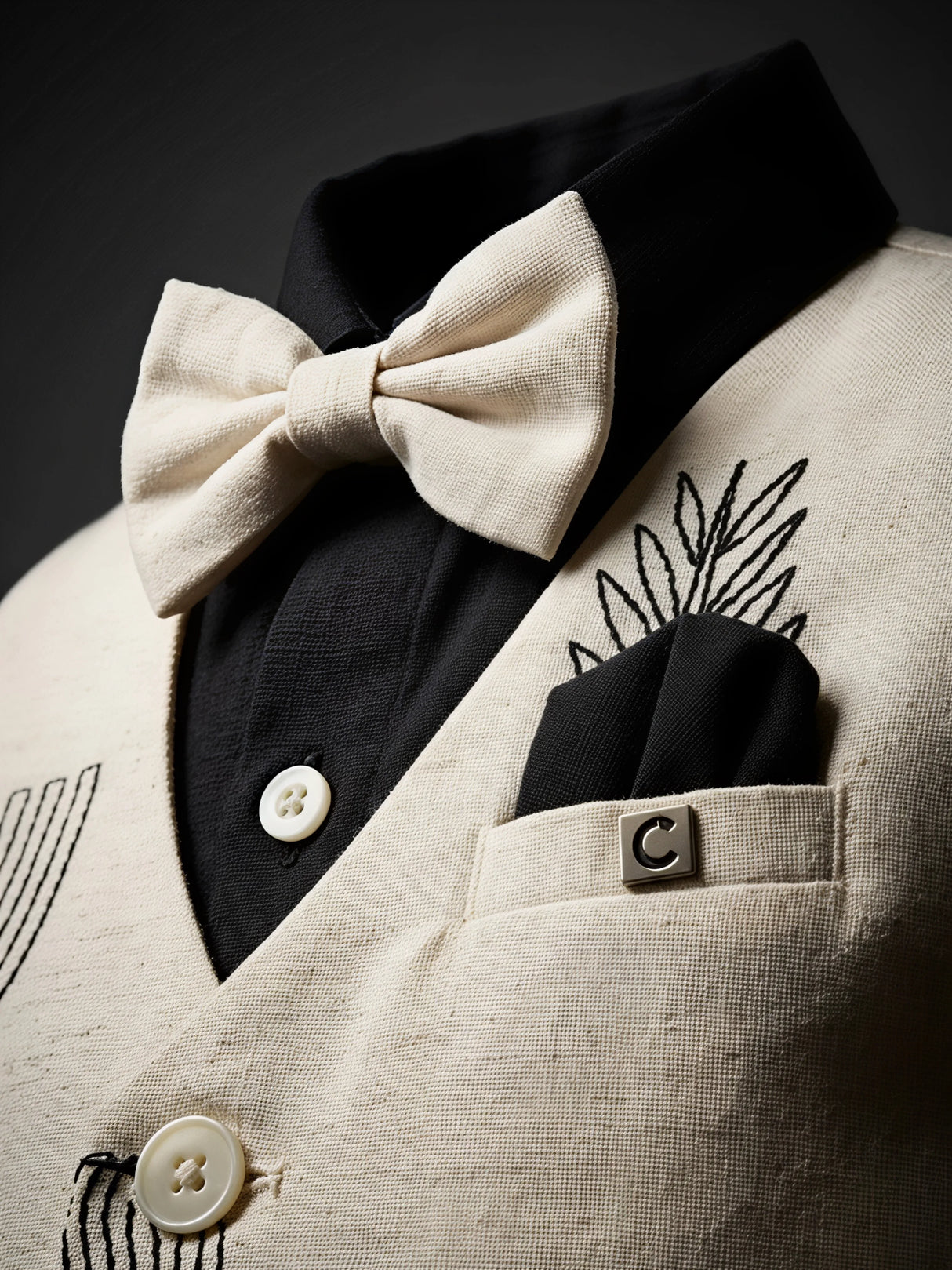 Boys' Black & Off-White Waistcoat Set - Stylish Party Wear