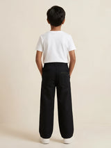 Boys Black Casual Loose Fit Trousers