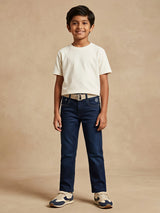 Boys Navy Blue Slim Fit Stretchable Jeans
