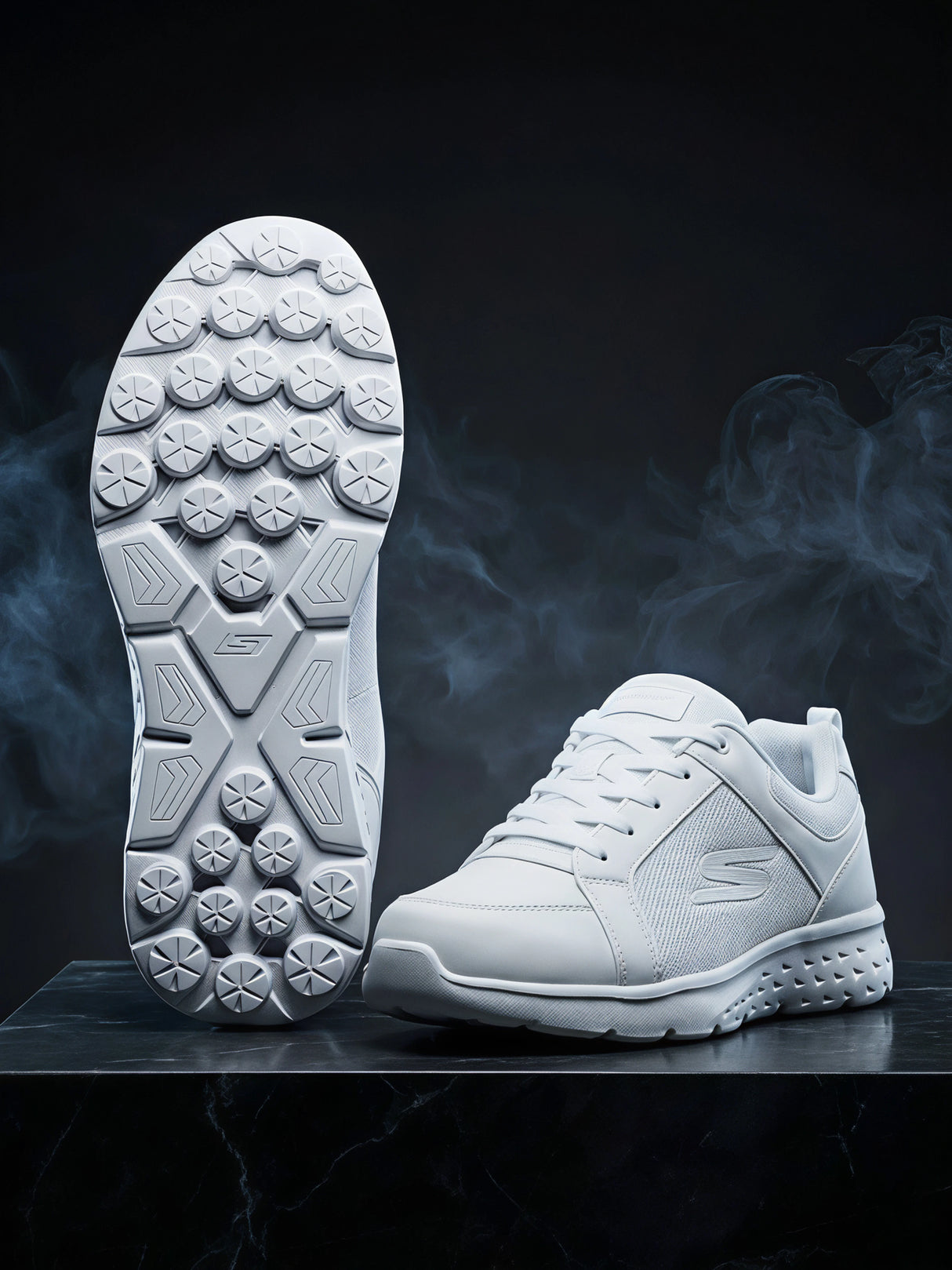 Skechers Essential Lace-Up School Shoes - White.