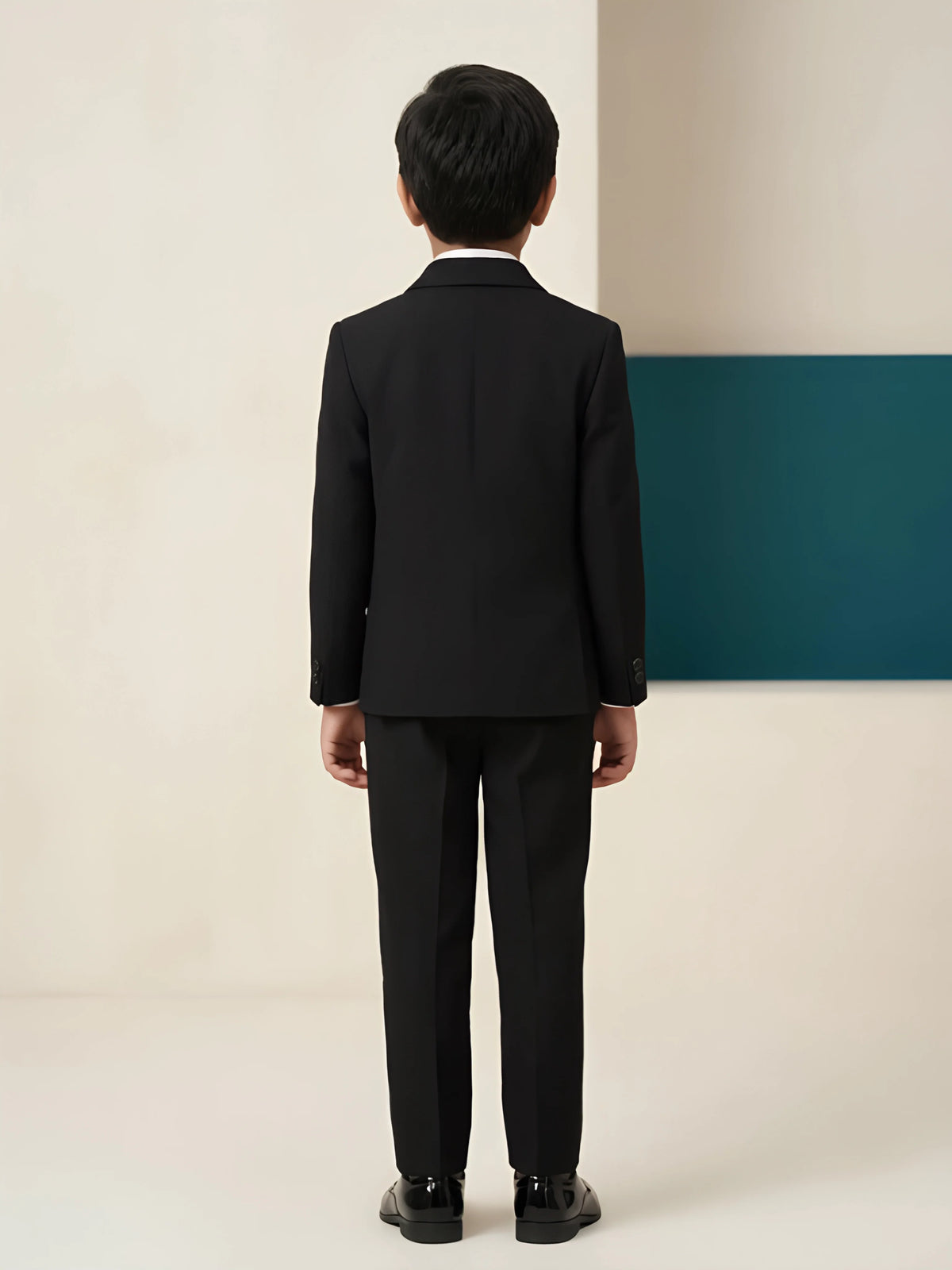 Boys Premium Black Coat Suit Set for Weddings and Parties.