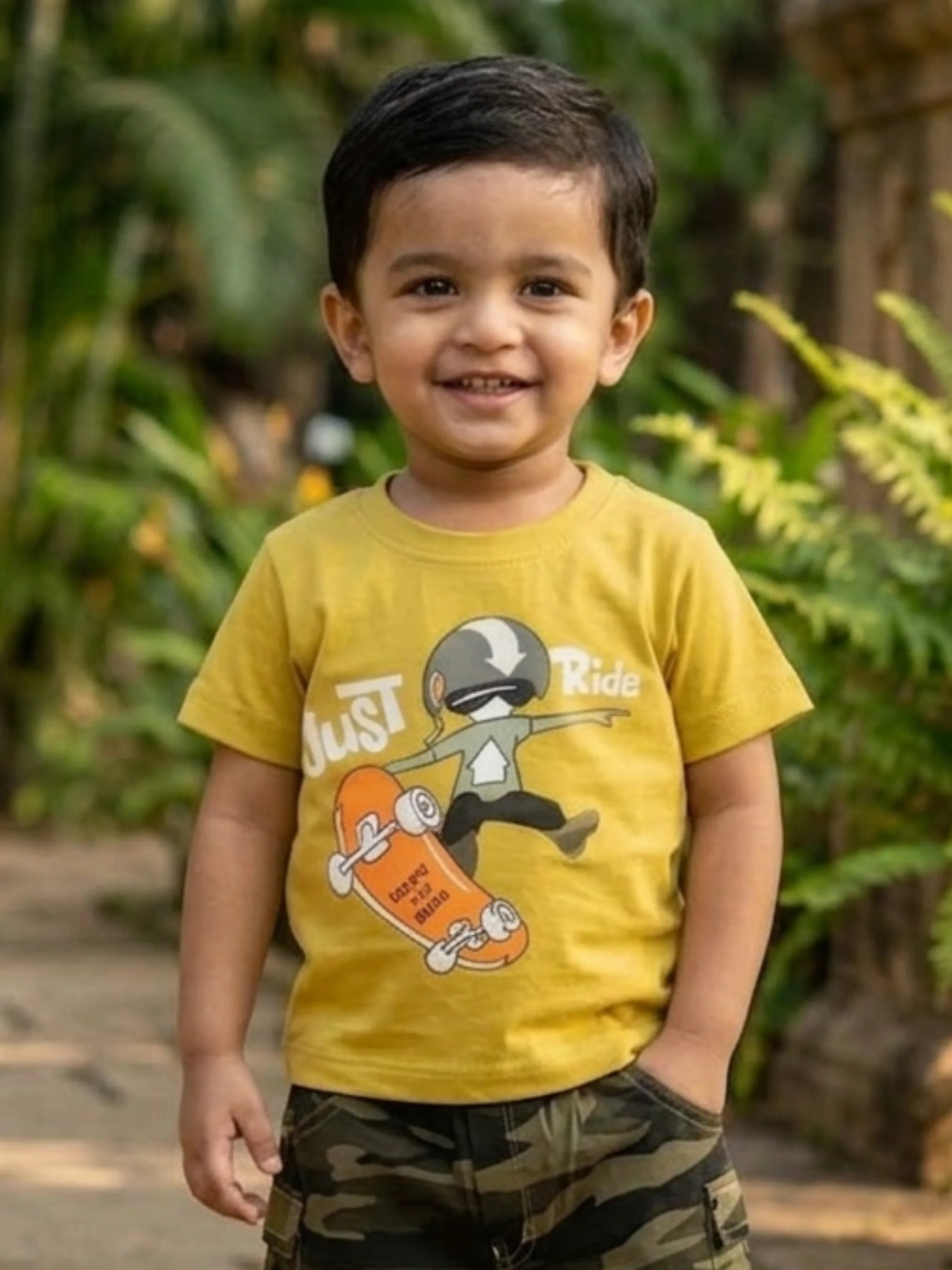 Boys Green Camo & Mustard Yellow Skate Graphic Co-ord Set