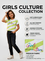 Girls Lime Green Diagonal Stripe Graphic Tee