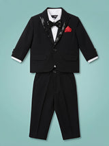 Boys Premium Black Coat Suit Set for Weddings and Parties.