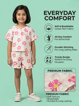 Girls Pink Floral Cotton Short Set