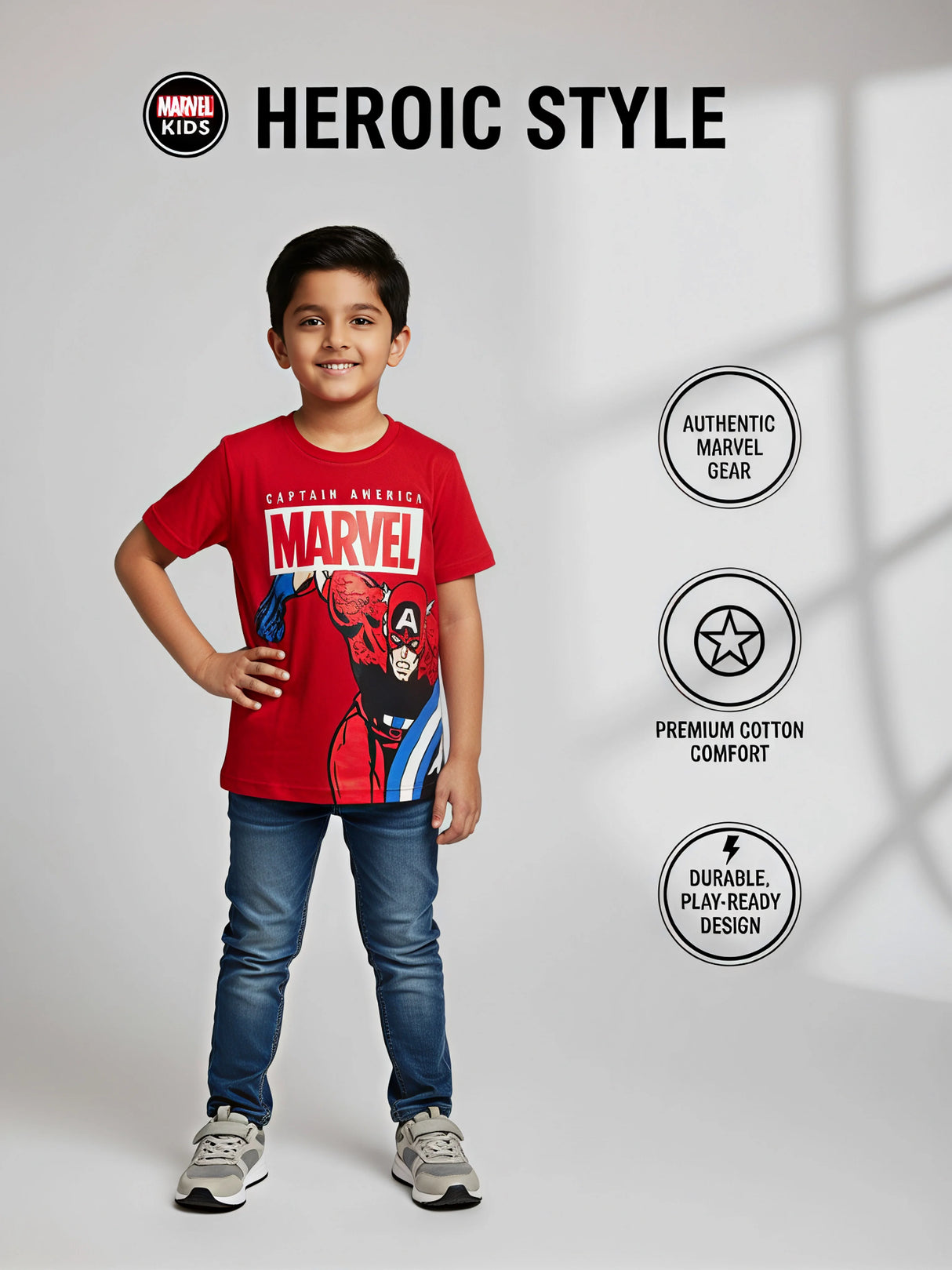 Boys Red Marvel Captain America Graphic T-Shirt