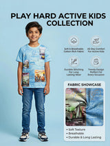 Boys Light Blue City Graphic Print T-Shirt
