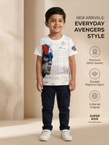 White Captain America Graphic Print T-Shirt Kids Casual Wear