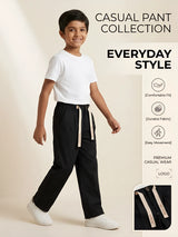 Boys Black Casual Loose Fit Trousers