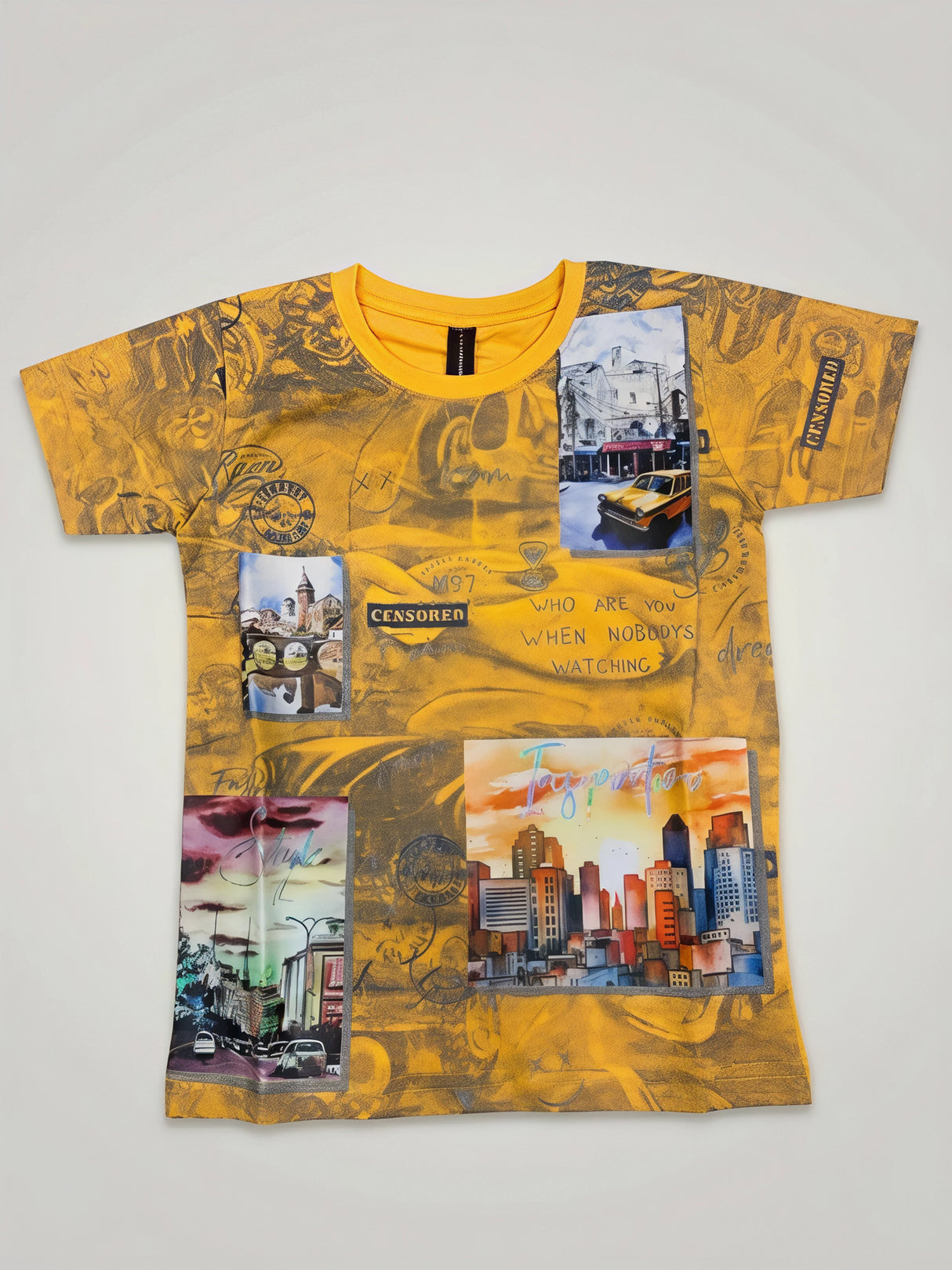 Boys Yellow Urban Graphic Print T-Shirt
