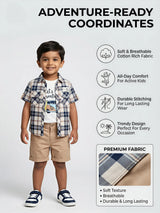 Boys White Adventure Graphic T-Shirt & Checked Shirt Co-ord Set