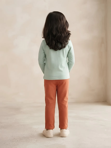 Girls Green Tiger Graphic Two Piece Set.