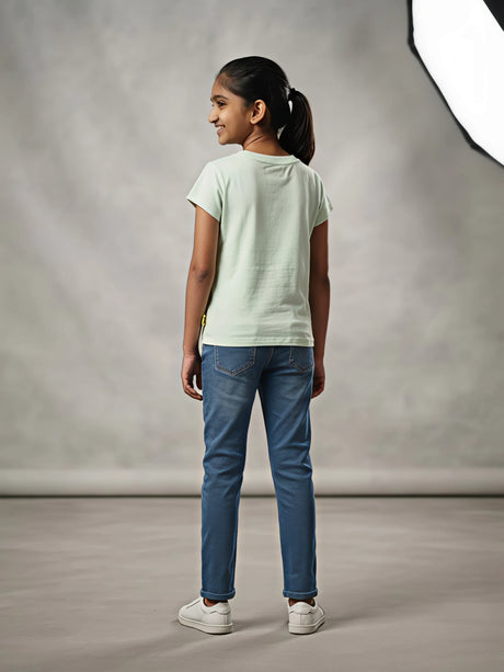 Girls Light Green Disney Frozen Graphic T-Shirt