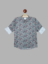 Boys Brown Shirt with Geometric Print