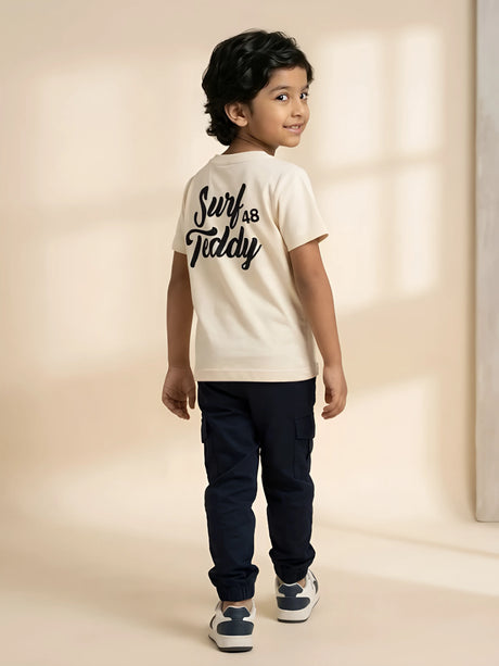 Cream Cotton Bear Graphic Print T-Shirt