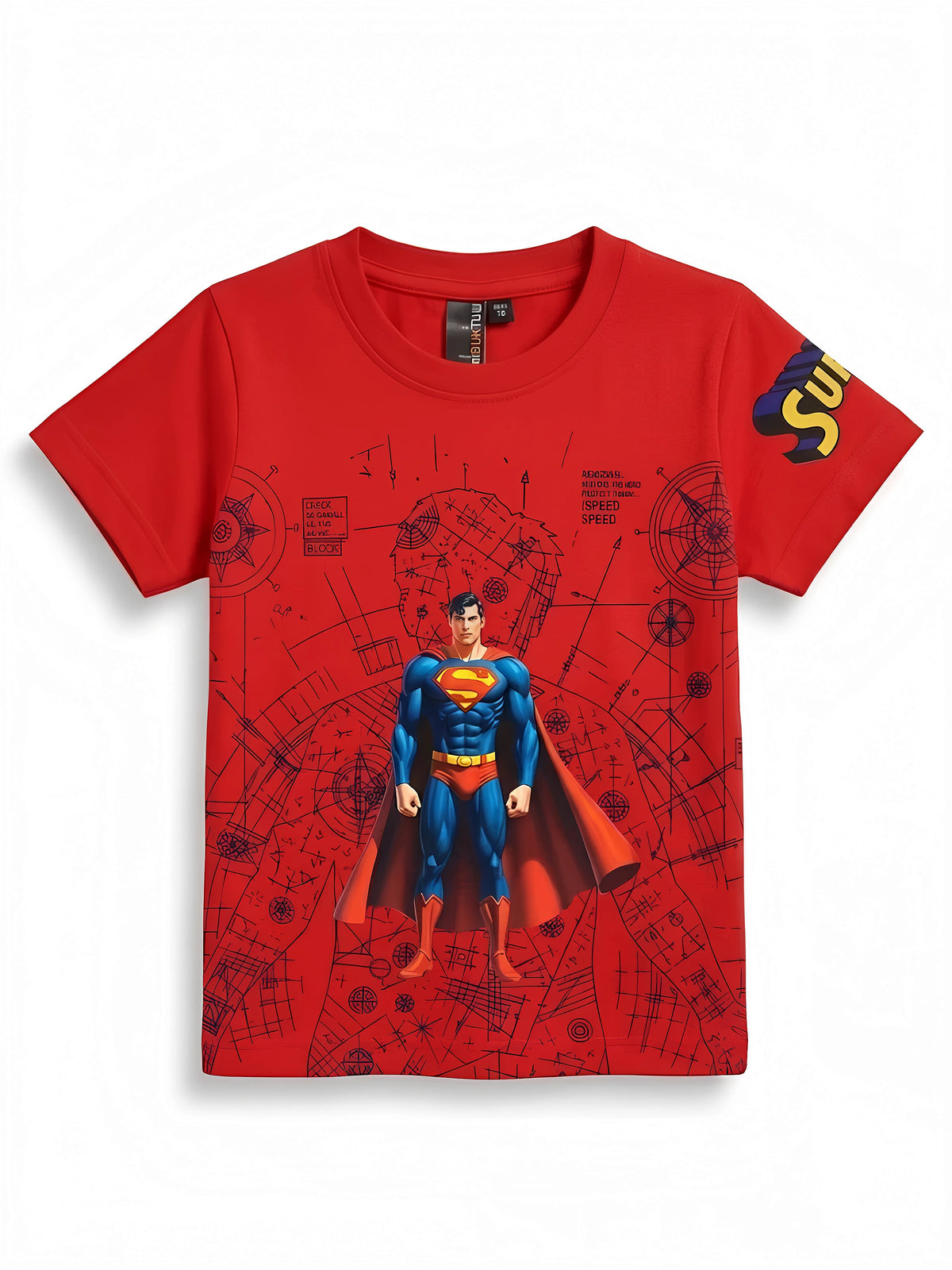 Red Superman Graphic Print T-Shirt Casual Wear
