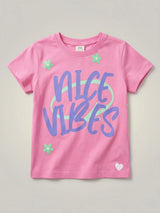 Girls Pink "Nice Vibes" Graphic Casual Top