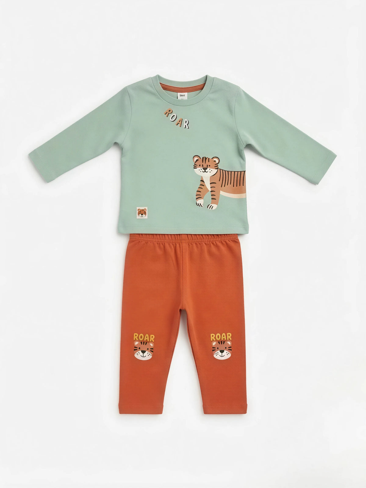 Girls Green Tiger Graphic Two Piece Set.