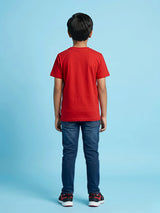 Boys Red Marvel Spider-Man Printed Cotton T-Shirt.
