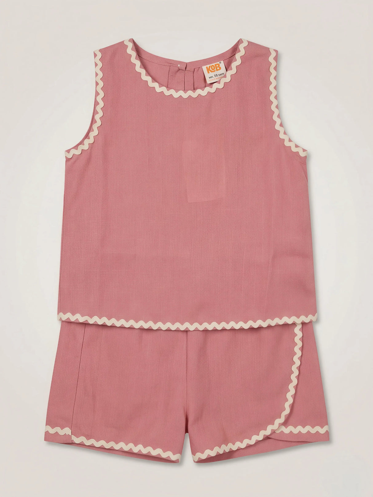 Girls Pink Scalloped Shorts Set