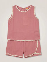 Girls Pink Scalloped Shorts Set