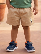 Boys Green Free Spirit Cotton T-Shirt and Cargo Shorts Set