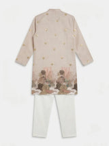 Grey Foil Print Kurta Pajama Set for Boys