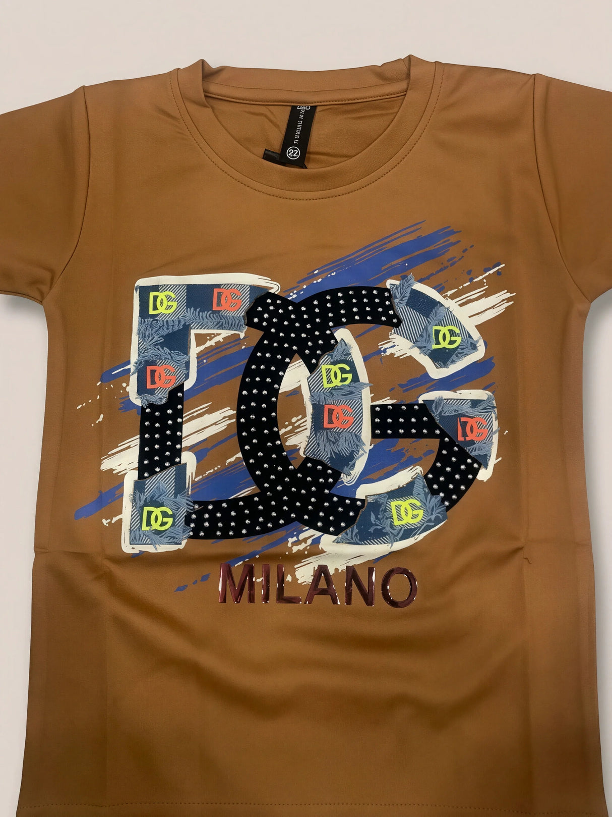 Boys Brown Graphic Milano Print Cotton T-Shirt