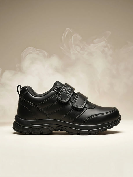 Bata Unisex Black Velcro School Shoes - Durable All-Day Comfort.