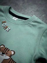 Girls Green Tiger Graphic Two Piece Set.