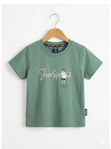Boys Green Free Spirit Cotton T-Shirt and Cargo Shorts Set