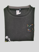 Black Graphic T-Shirt – Colorful Abstract Art & 'Rapid Force' Print - Black