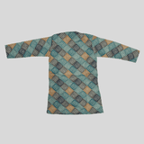 Boys Traditional Printed Chudidar Kurta Set - Blue