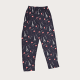 Girls Leisure Half Sleeves Front Open Night Suit - Navy Blue