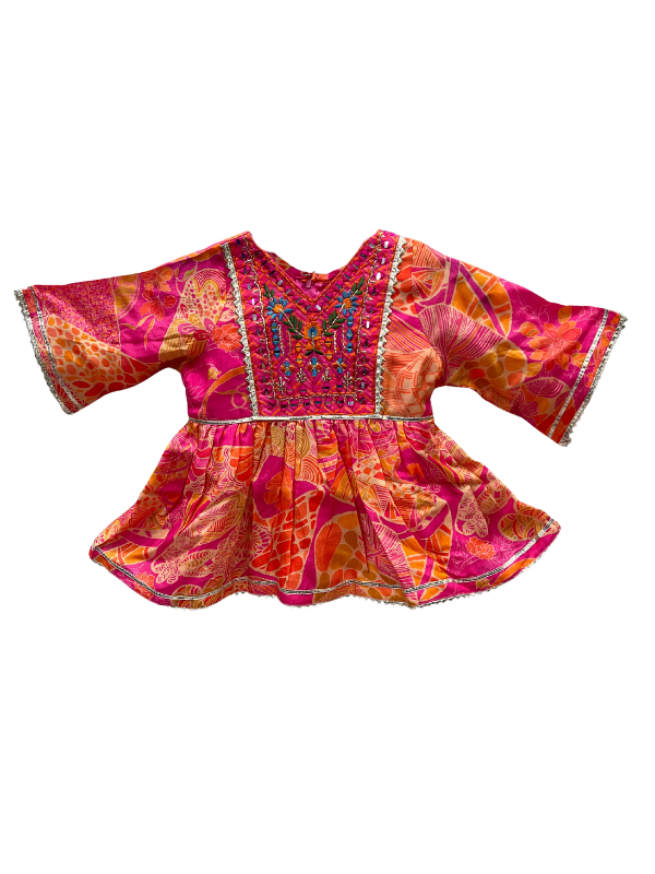 Girls Traditional Ethnic Dress - Pink Kurti with Skirt and Dupatta