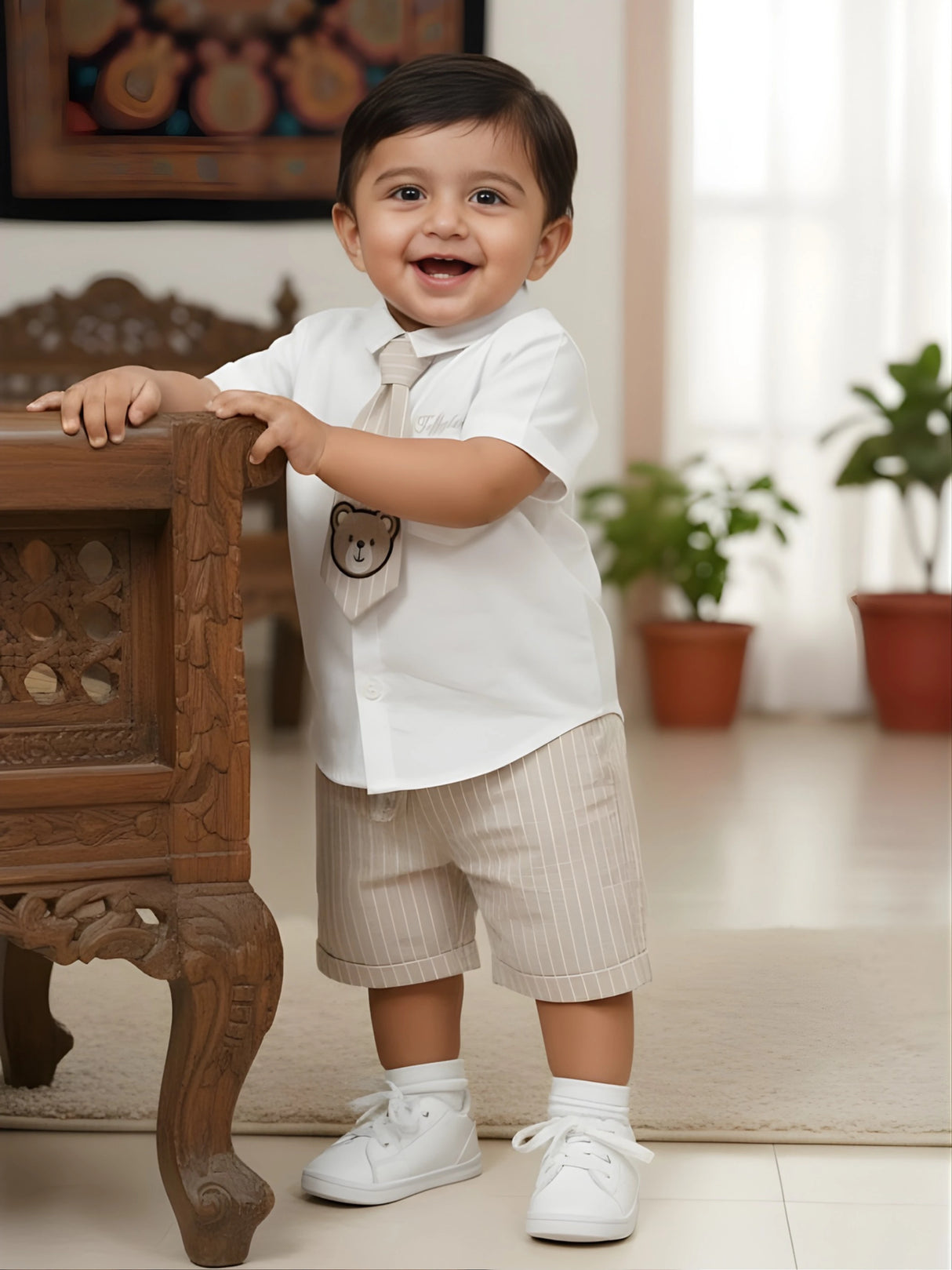 Little Champion Varsity White Coordinate Set