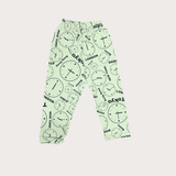 Girls Leisure Half Sleeves Front Open Night Suit - Light Green