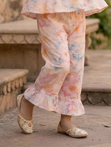Girls Pink Floral Ruffle Coordinate Set