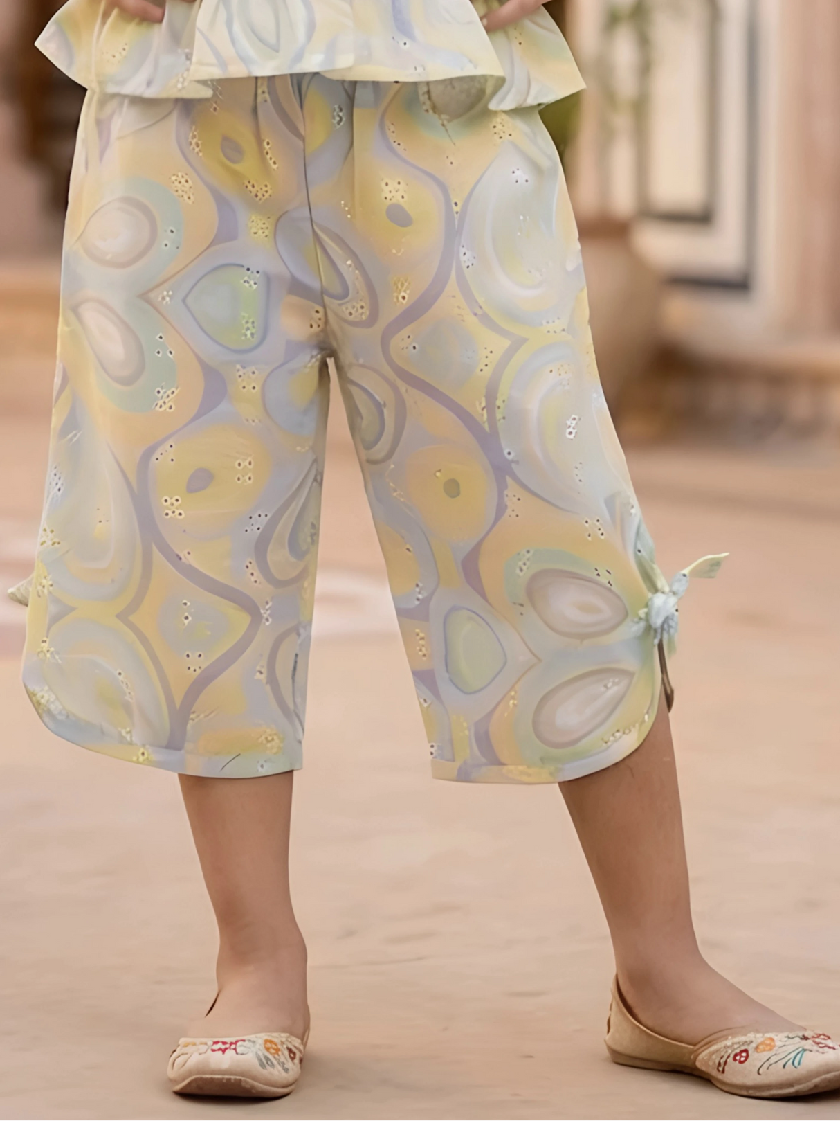 Girls Yellow Marble Swirl Cotton Co-ord Set