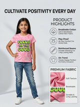 Girls Pink "Focus On The Good" Graphic T-Shirt.