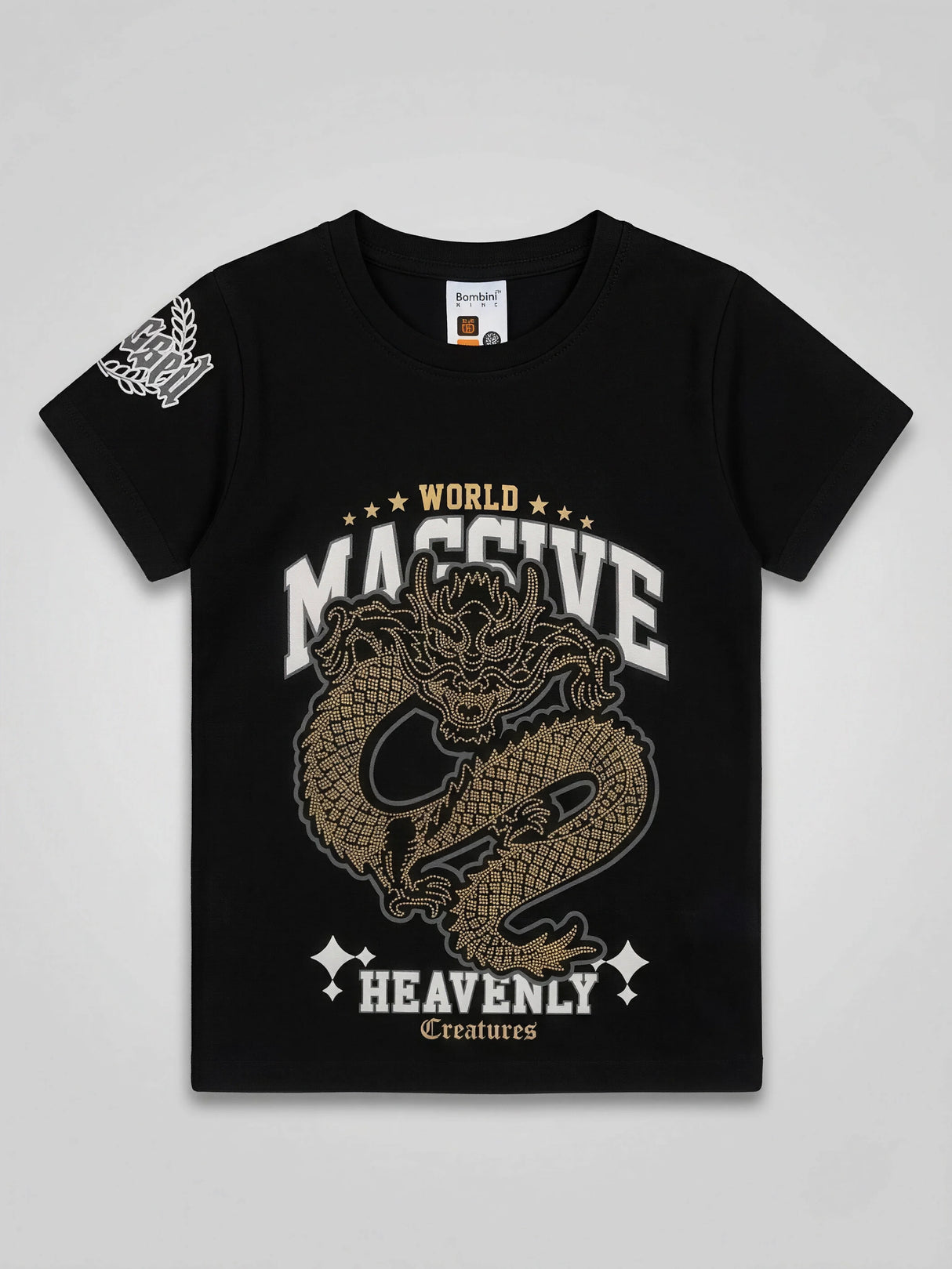 Boys Black Dragon Print T-Shirt - Massive Heavenly